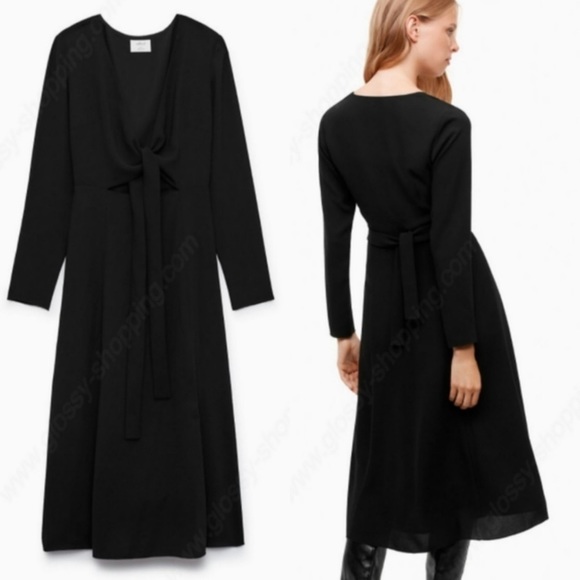 Aritzia Wilfred Aubagne Wrap Midi Dress Black Size 2 - Picture 6 of 6